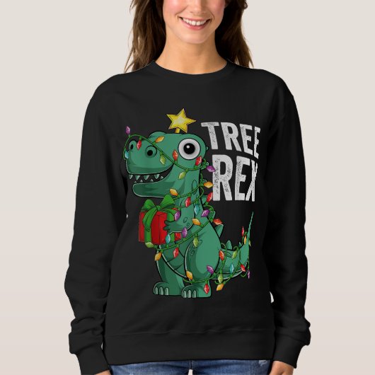 Kids Christmas Dinosaur Tree Rex Pajamas Toddler B スウェットシャツ (正面)