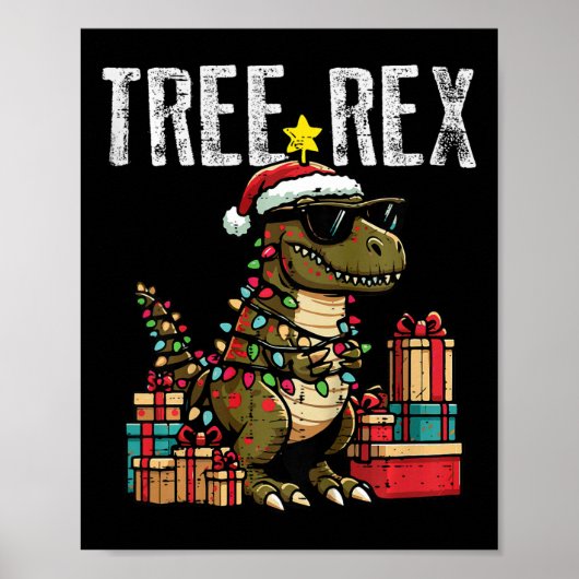 Kids Christmas Dinosaur Tree Rex Xmas Trex Toddler ポスター (正面)