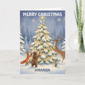 Kids Christmas Forest Friends Glow Tree シーズンカード (正面)