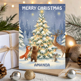 Kids Christmas Forest Friends Glow Tree シーズンカード