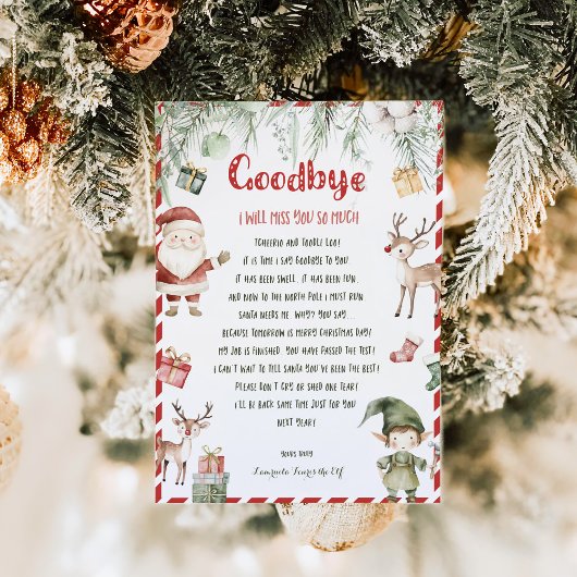 Kids Christmas Girl Elf Goodbye Letter Invitation 招待状