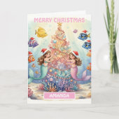 Kids Christmas Mermaid Coral Celebration シーズンカード (正面)