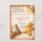 Kids Christmas Pajama Party Holiday Sleepover 招待状 (正面/裏面)