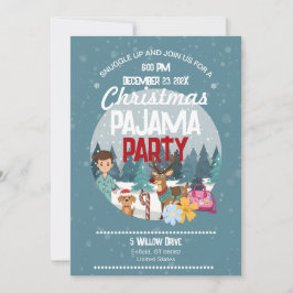 Kids Christmas Pajama Party Sleepover Holiday RSVP 招待状