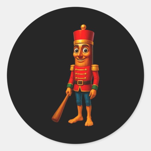 Kids Christmas Pajama Tung Sahur Nutcracker Brainr ラウンドシール (正面)