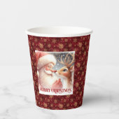 Kids Christmas Paper Cups Cute Santa and Rudolph  紙コップ (正面)