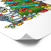 Kids Christmas Penguin Christmas Tree Lights Baubl ポスター (角)