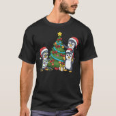 Kids Christmas Penguin Tshirt Christmas Tree Light Tシャツ (正面)