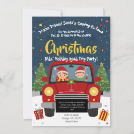 Kids Christmas Road Trip Car Holiday Party Card 招待状