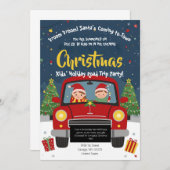 Kids Christmas Road Trip Car Holiday Party Card 招待状 (正面/裏面)