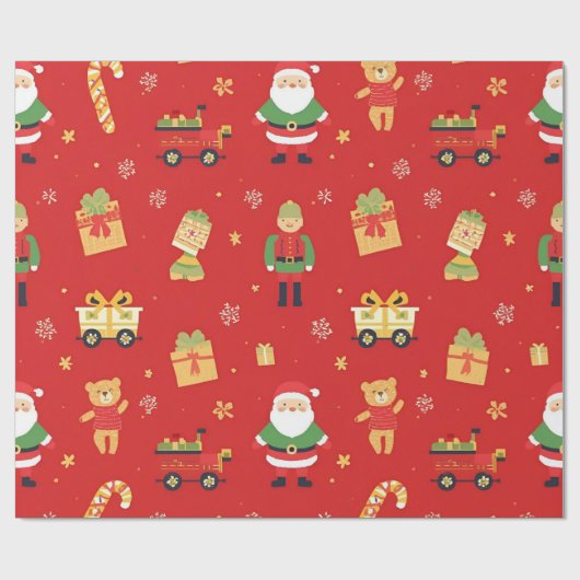 Kids Christmas Santa & Toys  30 in by 45ft ラッピングペーパー (フラット)