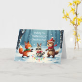 Kids Christmas Snow Much Fun with Woodland Animals カード (黄色い花)