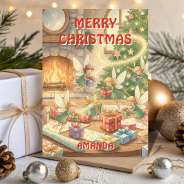 Kids Christmas Sparkle Fairies Helpers シーズンカード