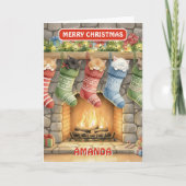 Kids Christmas Stocking Kittens Cozy シーズンカード (正面)
