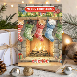 Kids Christmas Stocking Kittens Cozy シーズンカード