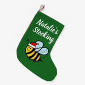 Kid's Christmas stocking with cute Santa bee スモールクリスマスストッキング (正面 (吊り時))