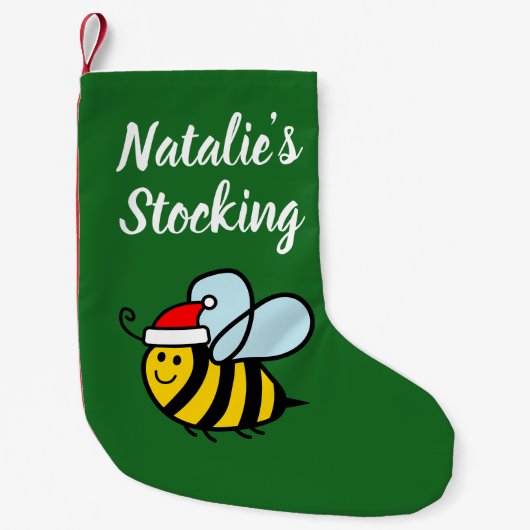 Kid's Christmas stocking with cute Santa bee スモールクリスマスストッキング (正面)