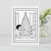 Kids Christmas Tree Coloring Flat Note Card シーズンカード (スタンド正面)