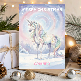 Kids Christmas Unicorn Snowy Wish シーズンカード