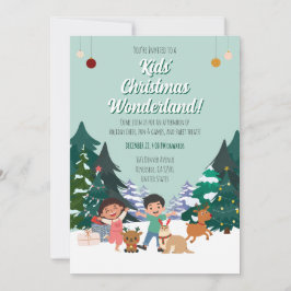 Kids Christmas Wonderland Party Holiday Forest  招待状