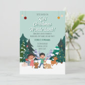 Kids Christmas Wonderland Party Holiday Forest  招待状 (スタンド正面)