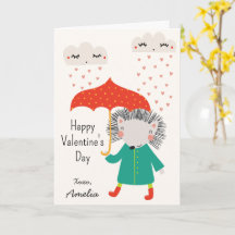 Kids Classroom Cute Hedgehog Valentine's Day