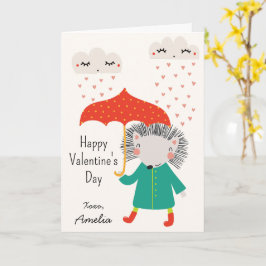 Kids Classroom Cute Hedgehog Valentine's Day カード