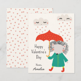 Kids Classroom Cute Hedgehog Valentine's Day ノートカード