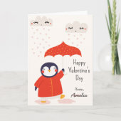 Kids Classroom Cute Penguin Valentine's Day カード (正面)