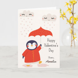 Kids Classroom Cute Penguin Valentine's Day カード