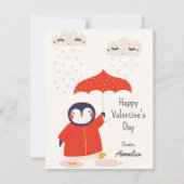 Kids Classroom Cute Penguin Valentine's Day ノートカード (正面)