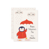 Kids Classroom Cute Penguin Valentine's Day ノートカード (正面/裏面インサイチュ)