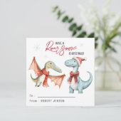 Kids Classroom Dinosaur Roarsome Christmas Holiday シーズンカード (スタンド正面)