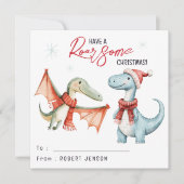 Kids Classroom Dinosaur Roarsome Christmas Holiday シーズンカード (正面)