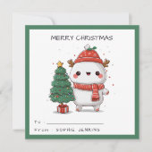 Kids Classroom Kawaii reindeer Christmas Holiday シーズンカード (正面)