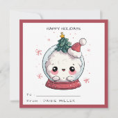 Kids Classroom Kawaii Snow Globe Christmas Holiday シーズンカード (正面)