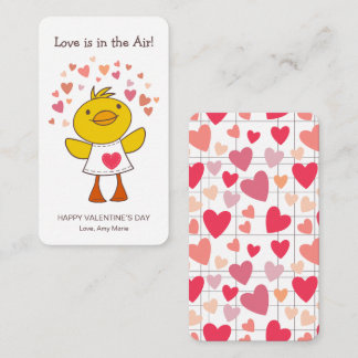 Kids Classroom Love is in the Air Duckバレンタイン ノートカード