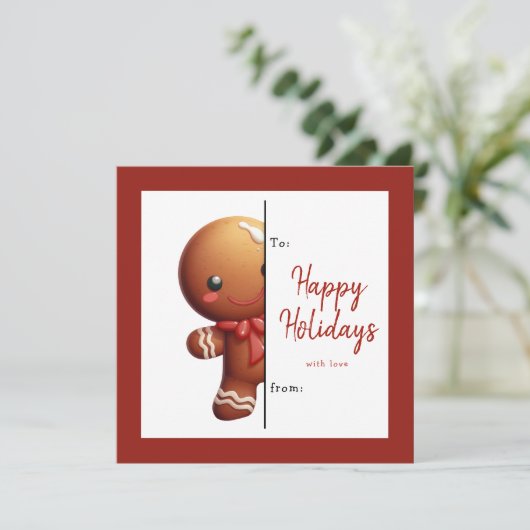 Kids Classroom Personalized Gingerbread Christmas シーズンカード (スタンド正面)