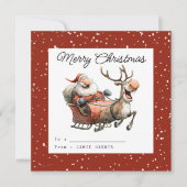 Kids Classroom Santa In His Sleigh シーズンカード (正面)