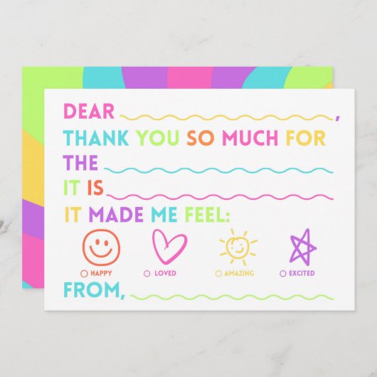 Kids Classroom Thank You Cards | Fill In The Blank シーズンカード (正面/裏面)
