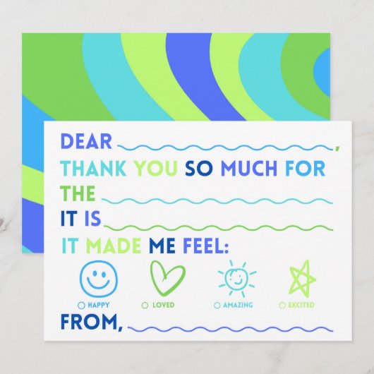 Kids Classroom Thank You Cards | Fill In The Blank シーズンカード (正面/裏面)