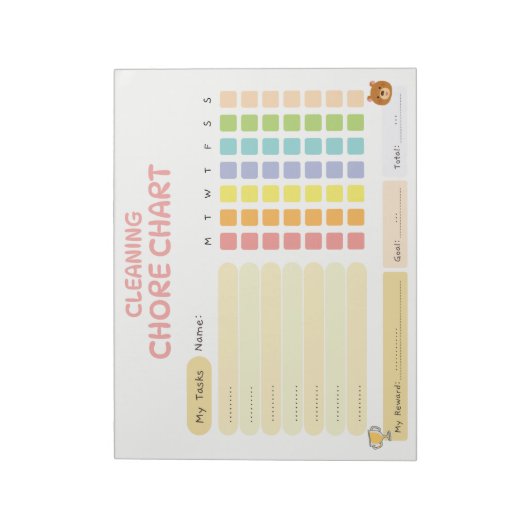 Kids Cleaning Chore Chart Weekly Reward Tracker ノートパッド (回転)