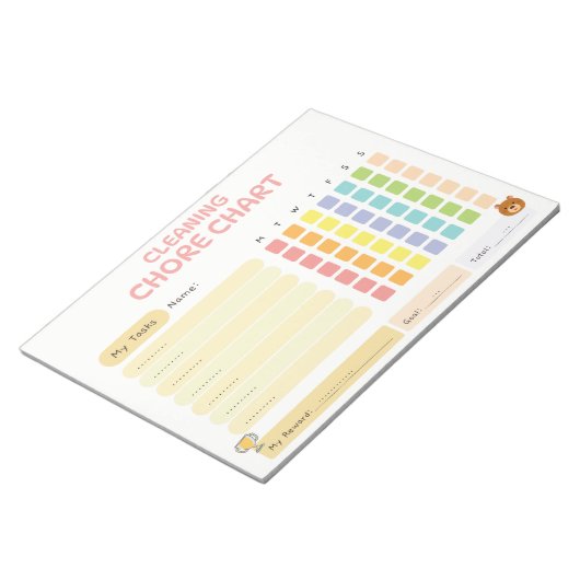 Kids Cleaning Chore Chart Weekly Reward Tracker ノートパッド (アングル)