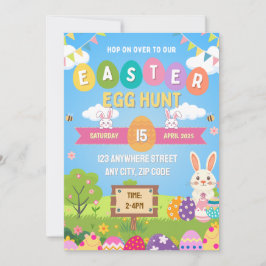 Kids Colorful Easter Egg Hunt Invitation 招待状