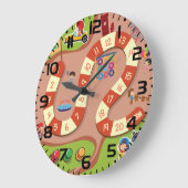 Kids Colorful Race Track Board Game ラージ壁時計 (傾斜)