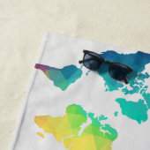 Kids Colorful World Map Custom Name Monogram ビーチタオル (インサイチュ)