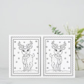 Kids Coloring Reindeer Paper Christmas Card (スタンド正面)