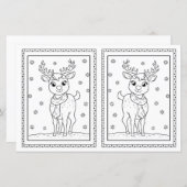 Kids Coloring Reindeer Paper Christmas Card (正面/裏面)