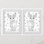 Kids Coloring Reindeer Paper Christmas Card (正面)