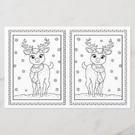 Kids Coloring Reindeer Paper Christmas Card 